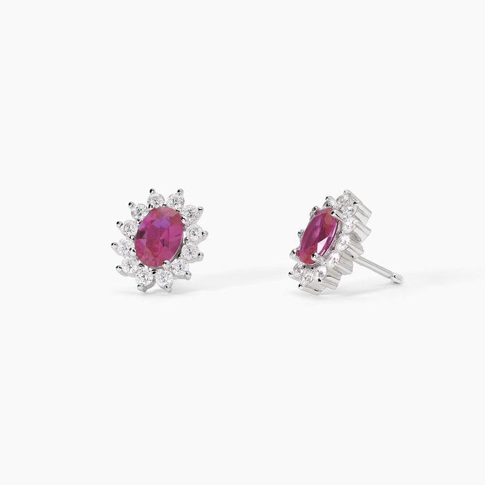 Orecchini in argento con rubino sintetico ovale COOL OR RÉTRO?