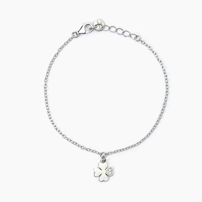Bracciale in argento con quadrifoglio e zirconi CERCAMI