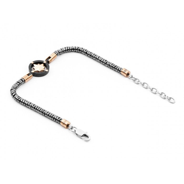 Bracciale maglia serpente con bussola bicolore
