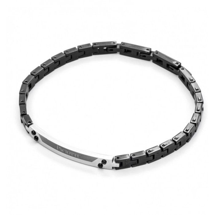 Bracciale brunito maglia tessere con piastra