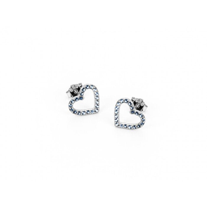 Orecchini cuore zirconi blu