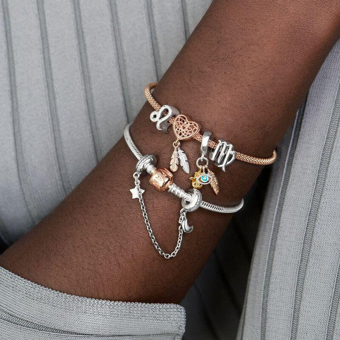 Charm Acchiappasogni con piume e cuore openwork
