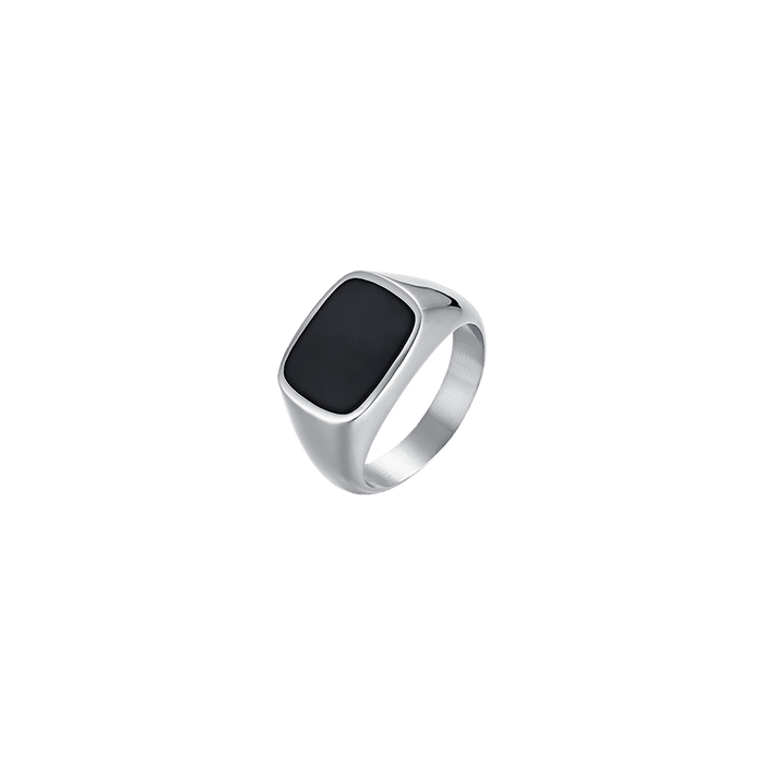 ANELLO UOMO SIGILLO IN ACCIAIO E IP NERO