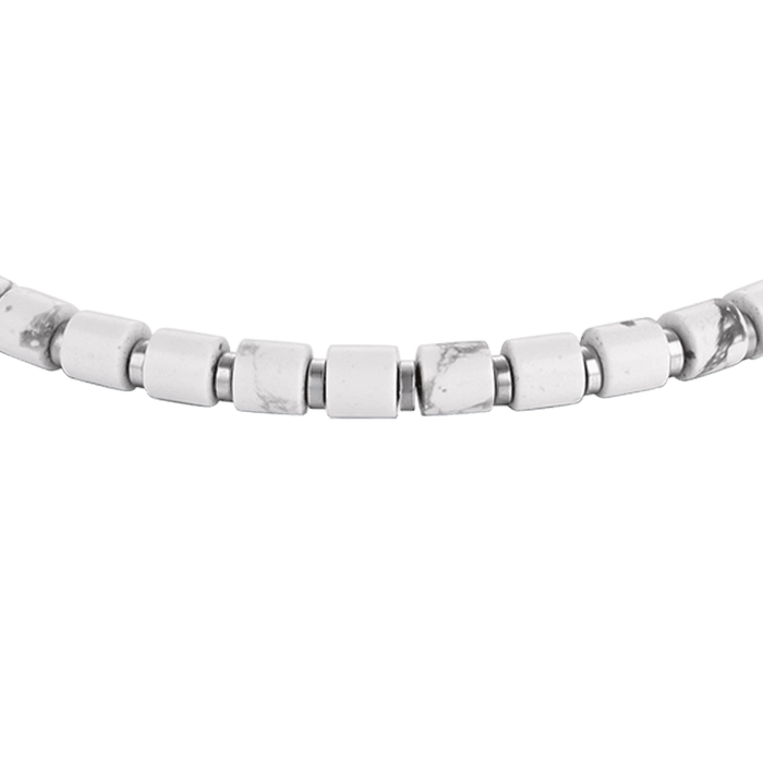 BRACCIALE UOMO IN ACCIAIO CON PIETRE BIANCHE