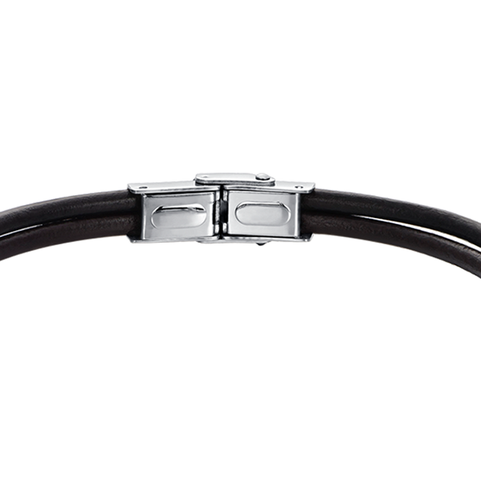 BRACCIALE UOMO IN CUOIO MARRONE CON ELEMENTI IN ACCIAIO