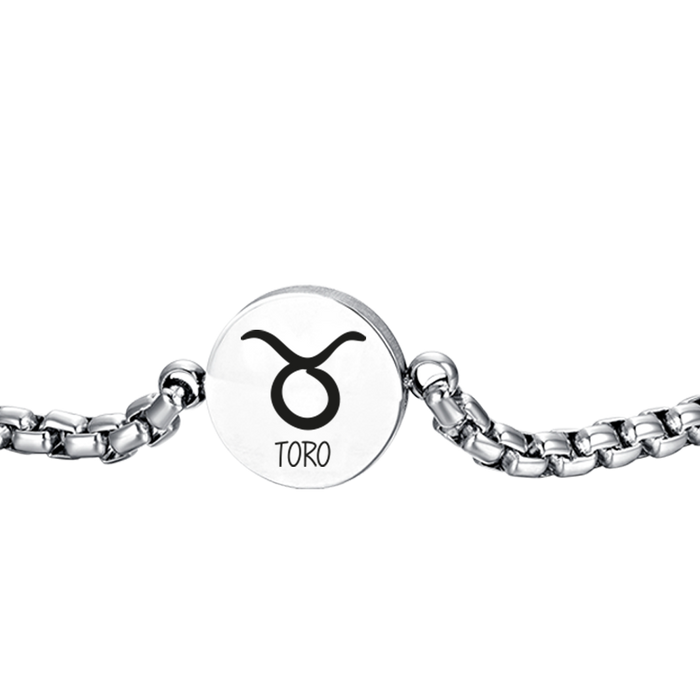 BRACCIALE UOMO IN ACCIAIO SEGNO ZODIACALE TORO PIASTRA