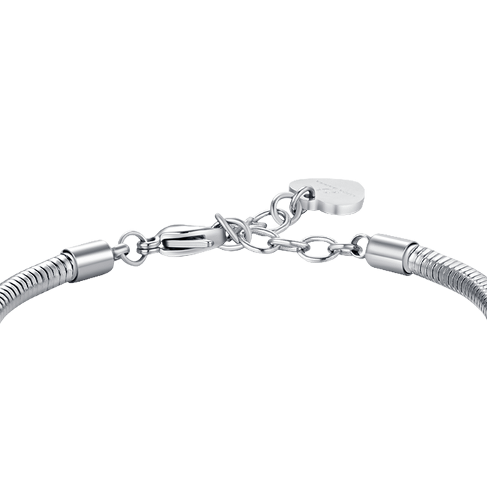 BRACCIALE DONNA IN ACCIAIO CON QUADRIFOGLIO CON CRISTALLI BIANCHI