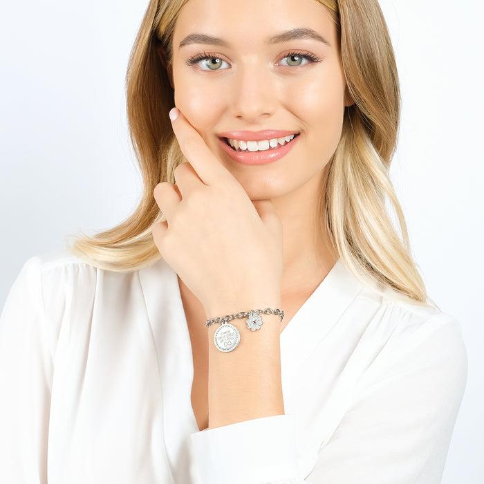 BRACCIALE DONNA IN ACCIAIO LE AMICHE SONO LE SORELLE CHE TI SCEGLI CON SMALTO