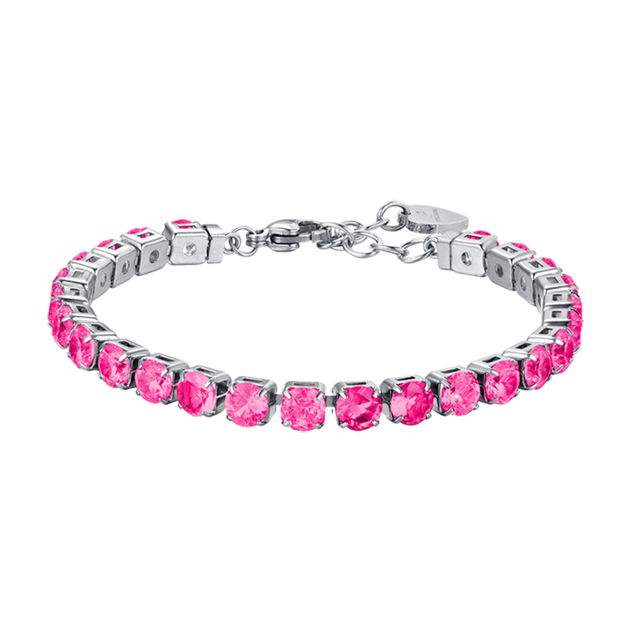 BRACCIALE TENNIS DONNA IN ACCIAIO  CON CRISTALLI FUCSIA