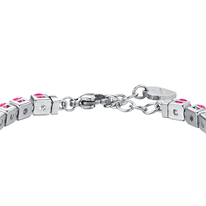 BRACCIALE TENNIS DONNA IN ACCIAIO  CON CRISTALLI FUCSIA