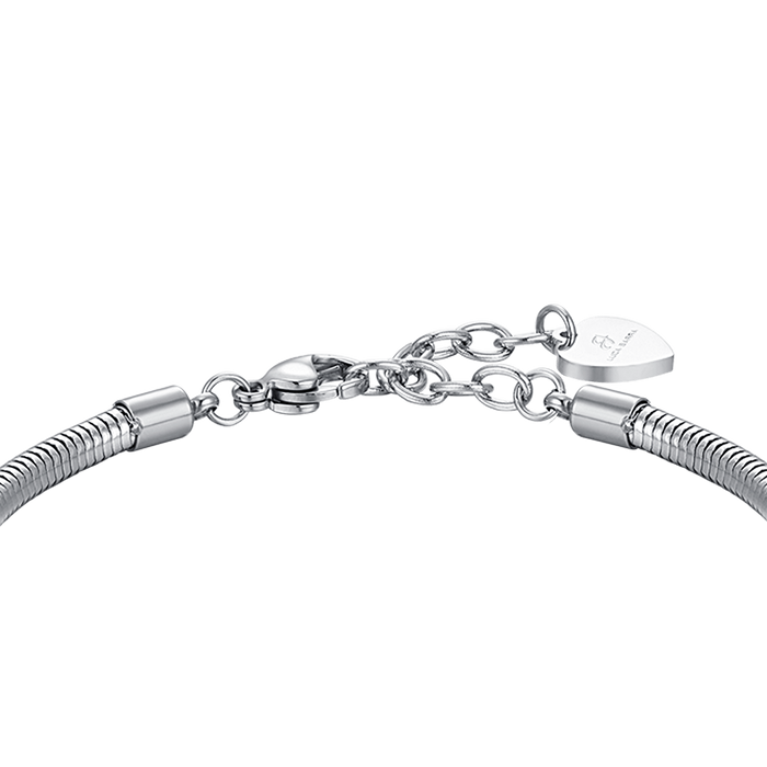 BRACCIALE DONNA IN ACCIAIO CON CUORE E CRISTALLI BIANCHI