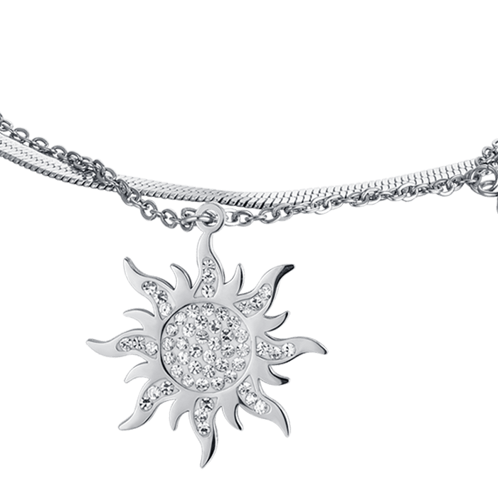 BRACCIALE DONNA IN ACCIAIO CON SOLE CON CRISTALLI BIANCHI