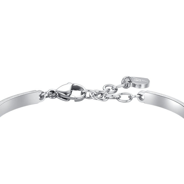 BRACCIALE DONNA IN ACCIAIO CUORE CRISTALLO ROSA E CRISTALLI BIANCHI