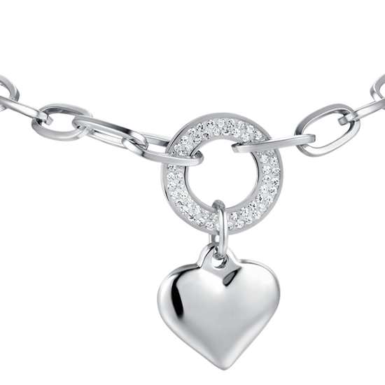BRACCIALE DONNA IN ACCIAIO CON CUORE CERCHIO E CRISTALLI BIANCHI