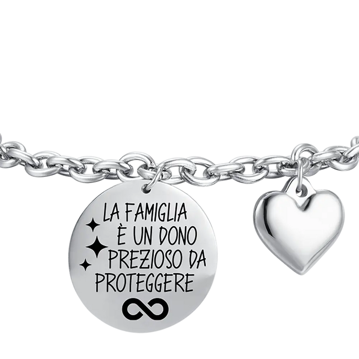 BRACCIALE DONNA IN ACCIAIO LA FAMIGLIA E' UN DONO PREZIOSO DA PROTEGGERE