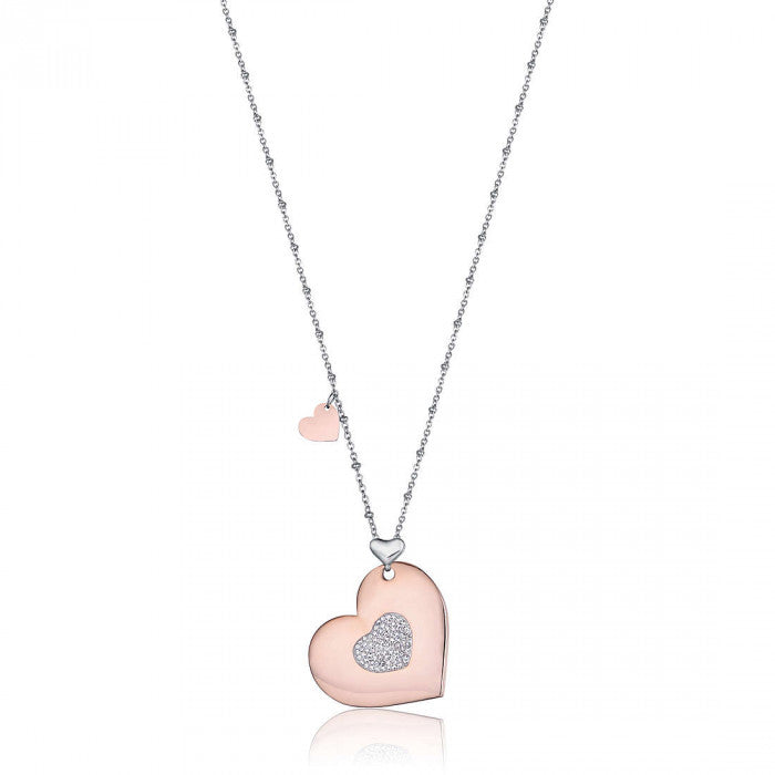 Collana con cuore rosè strass