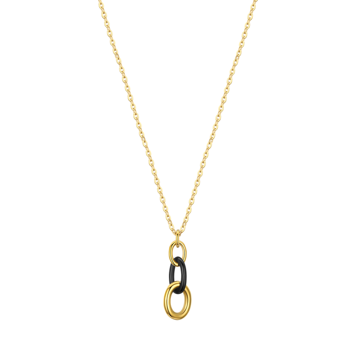 COLLANA IN ACCIAIO IP GOLD E ACCIAIO IP NERO