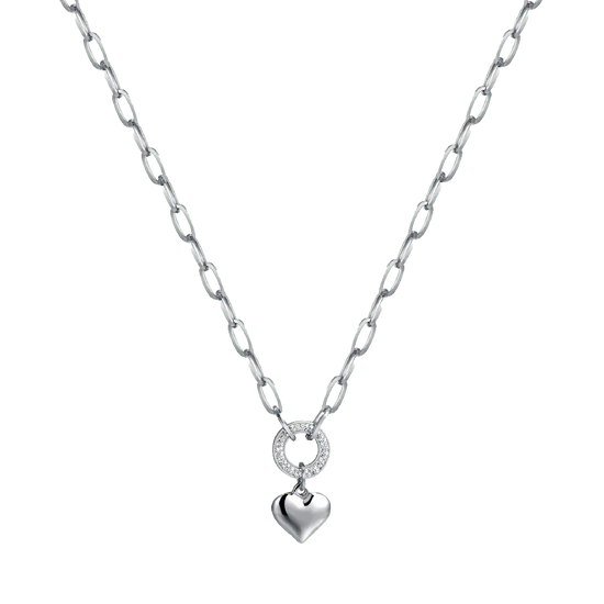 COLLANA DONNA IN ACCIAIO CON CUORE E CRISTALLI BIANCHI