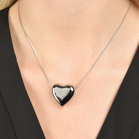 COLLANA DONNA IN ACCIAIO CON CUORE PIENO