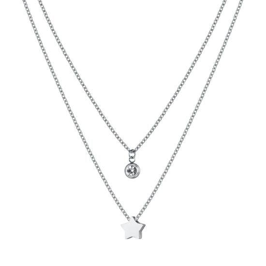 COLLANA DONNA IN ACCIAIO CON STELLA E CRISTALLO BIANCO