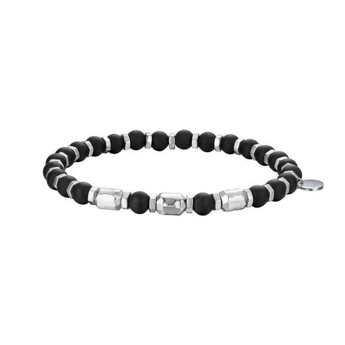 Bracciale in acciaio con pietre nere