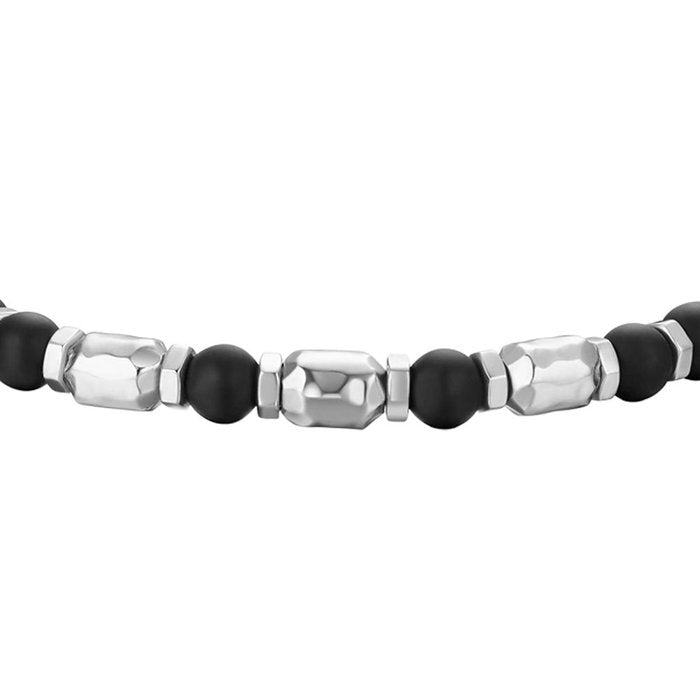 Bracciale in acciaio con pietre nere