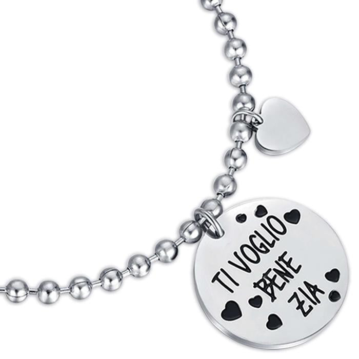 Bracciale In Acciaio Con Frase Ti Voglio Bene Zia