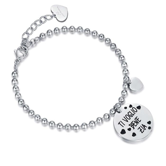 Bracciale In Acciaio Con Frase Ti Voglio Bene Zia