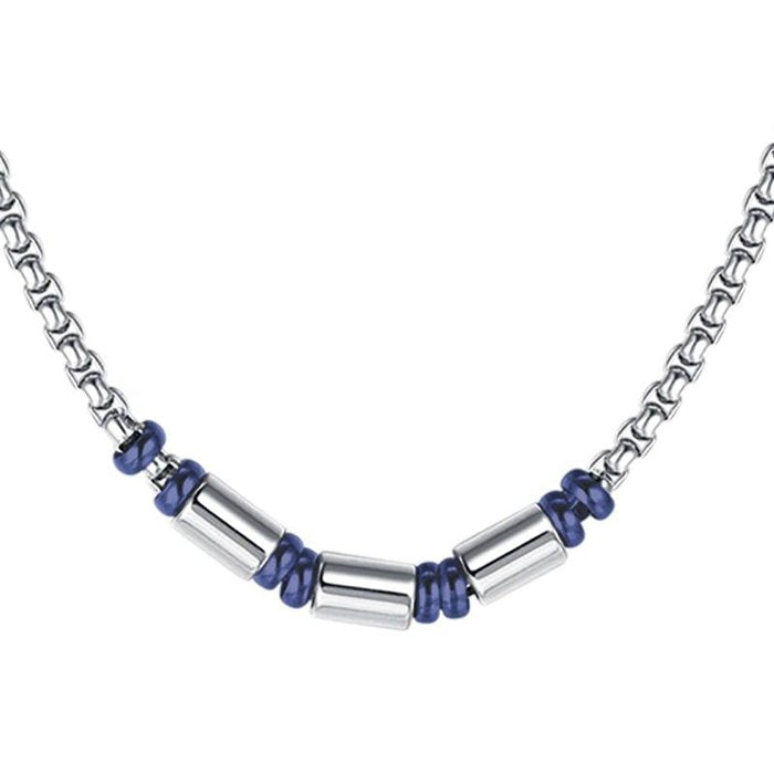 Collana in acciaio  con elementi ip blu