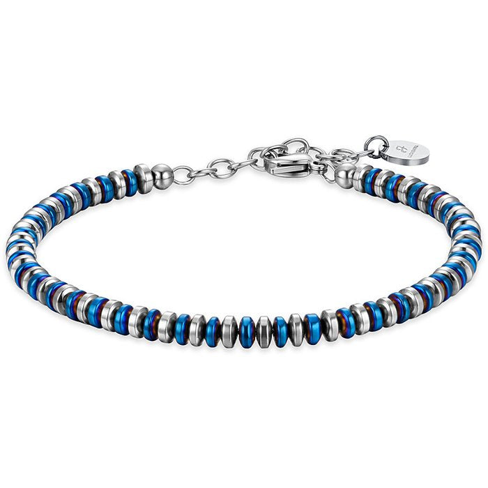 BRACCIALE UOMO IN ACCIAIO CON EMATITE BLU E SILVER