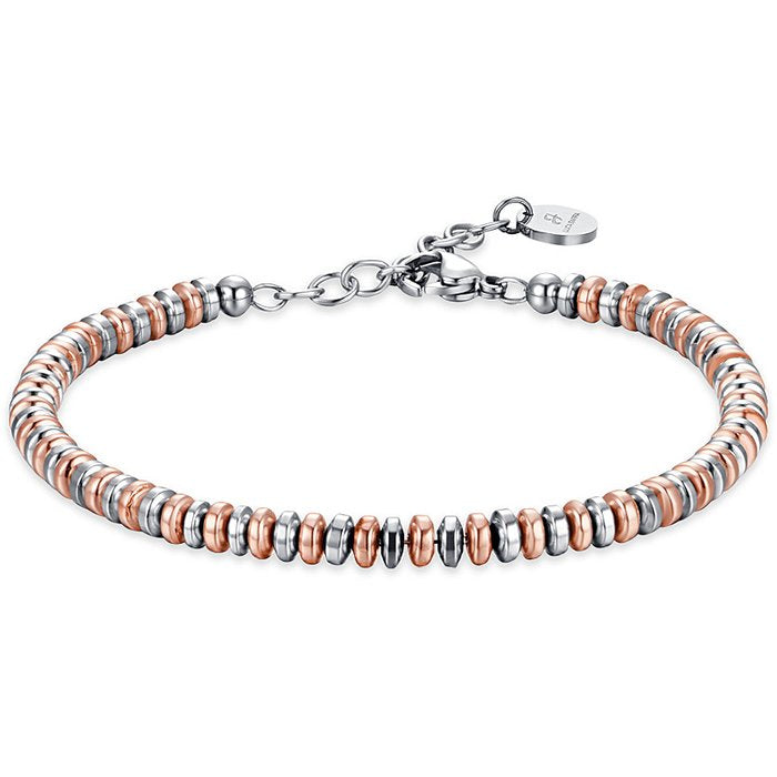 BRACCIALE UOMO IN ACCIAIO CON EMATITE SILVER ED IP ROSE