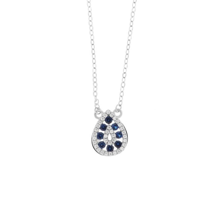 Collana in Argento 925 con zircone a forma di goccia blu