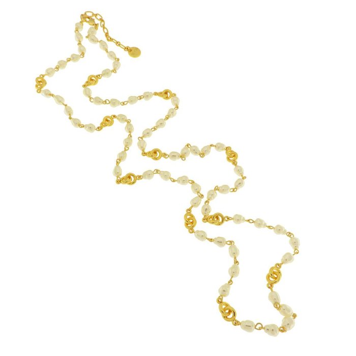 Collana in Metallo con perle e simboli intrecciati