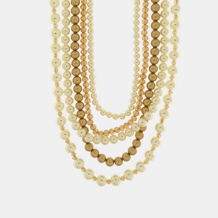 Collana in Metallo multifilo con perle multicolore