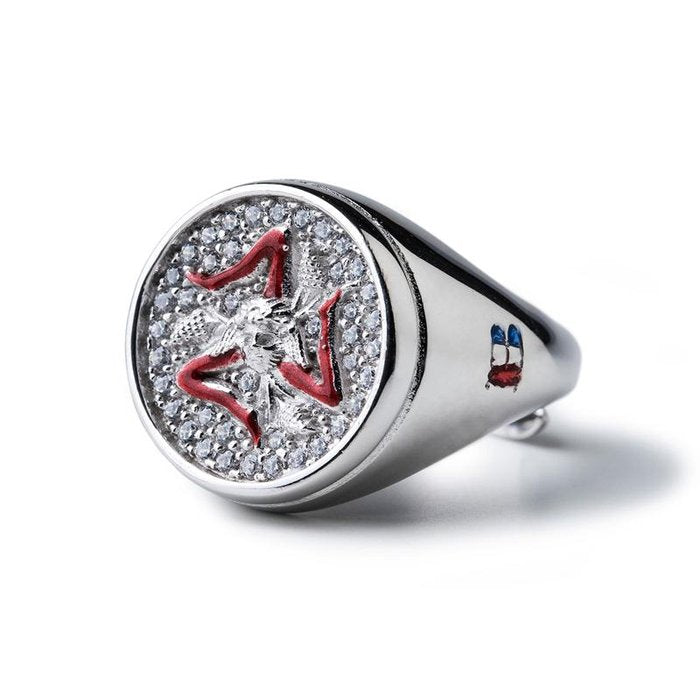 Anello Trinacria Rotondo Lapilli Rodio