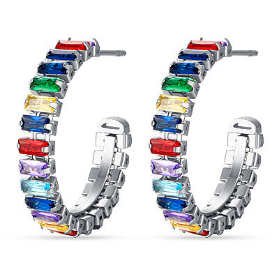 ORECCHINI DONNA IN ACCIAIO CON CRISTALLI MULTICOLOR